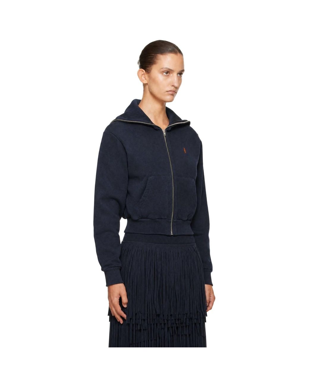 Abra Blue Zipped Up Neck Cardigan