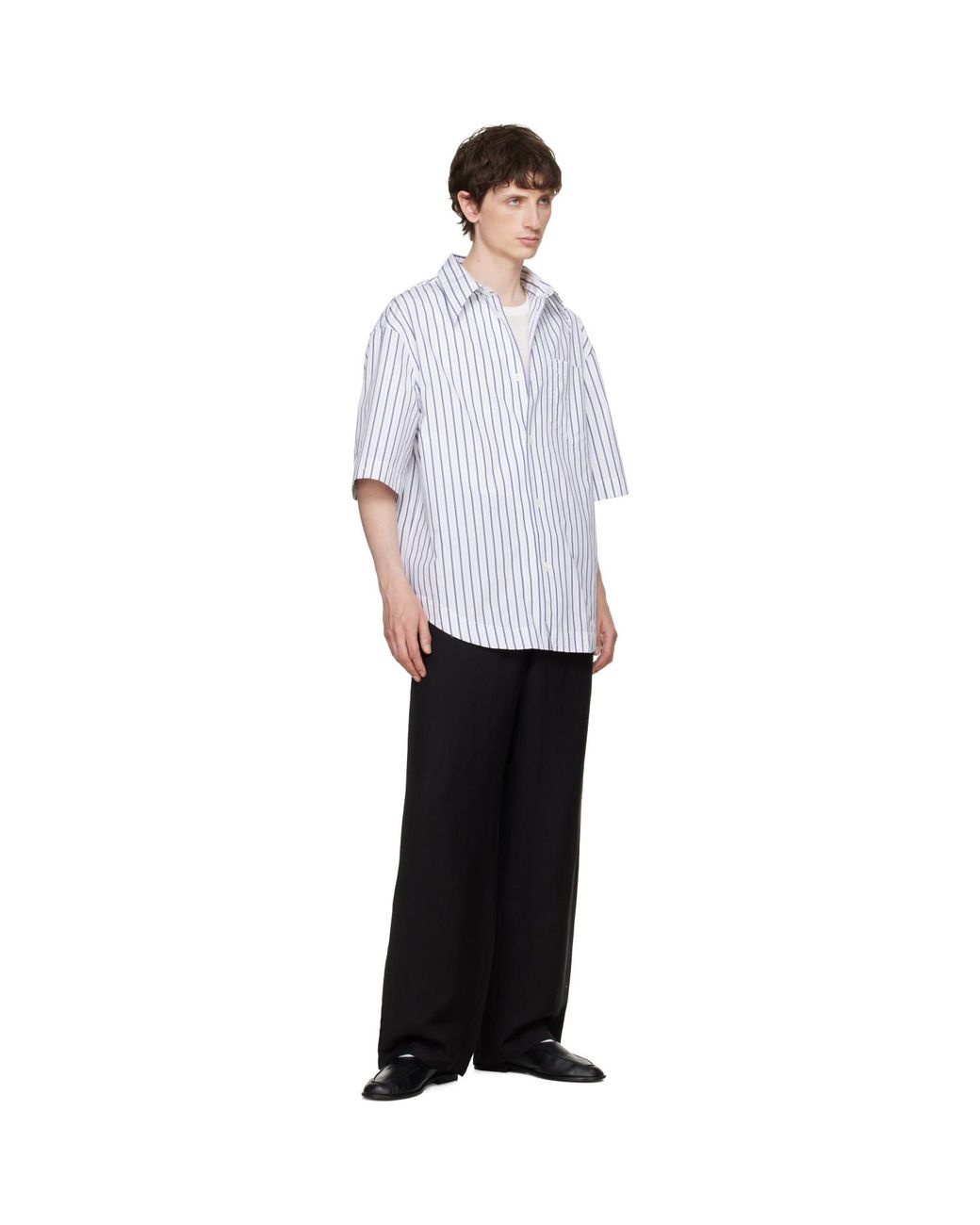 AMI White Striped 'Ami De Coeur' Wide Shirt for men
