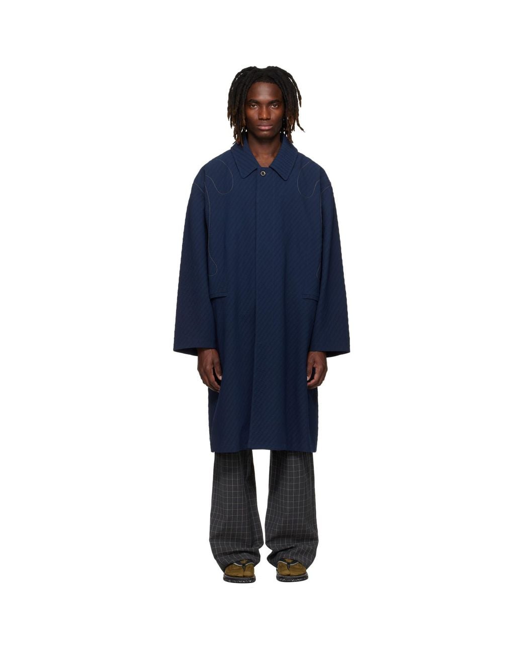 Kiko Kostadinov Blue Euri K-Shoulder Coat for men