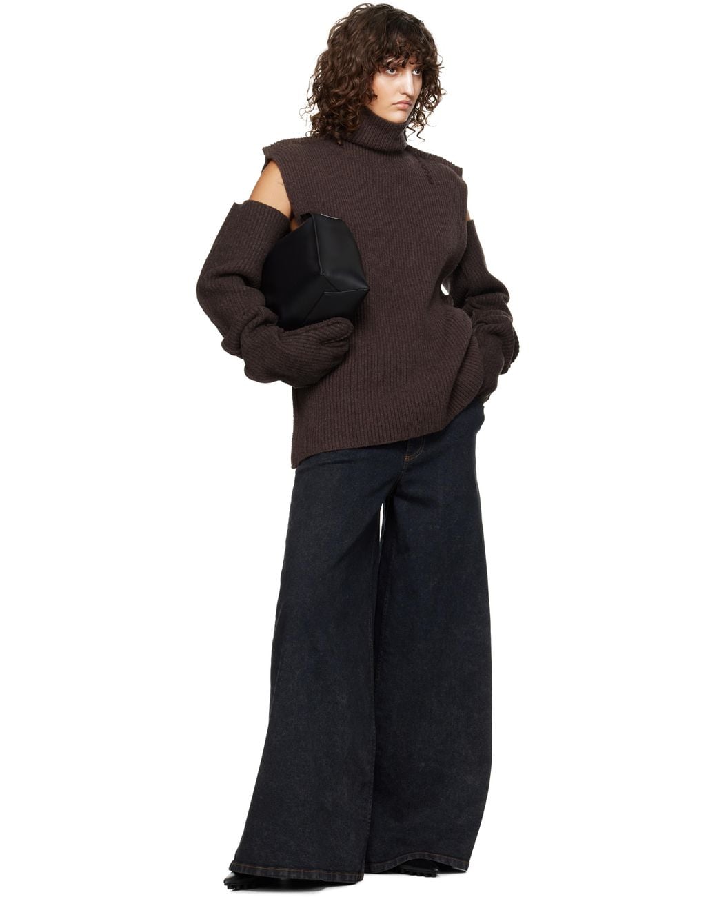 Marni Black Oversized Wool Gloves
