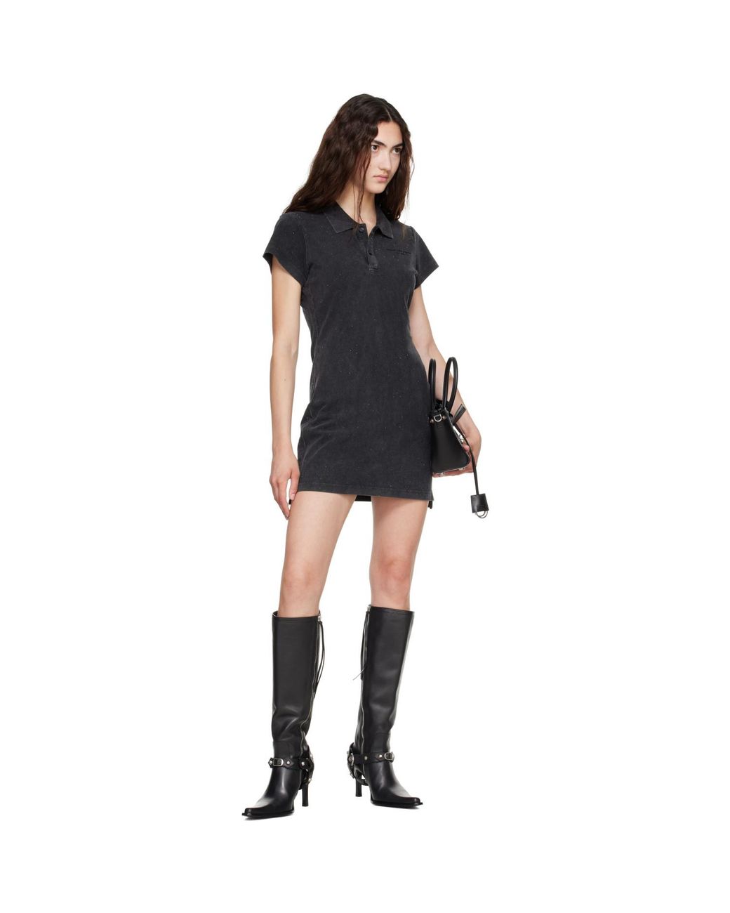 Alexander Wang Black Shrunken Polo Minidress