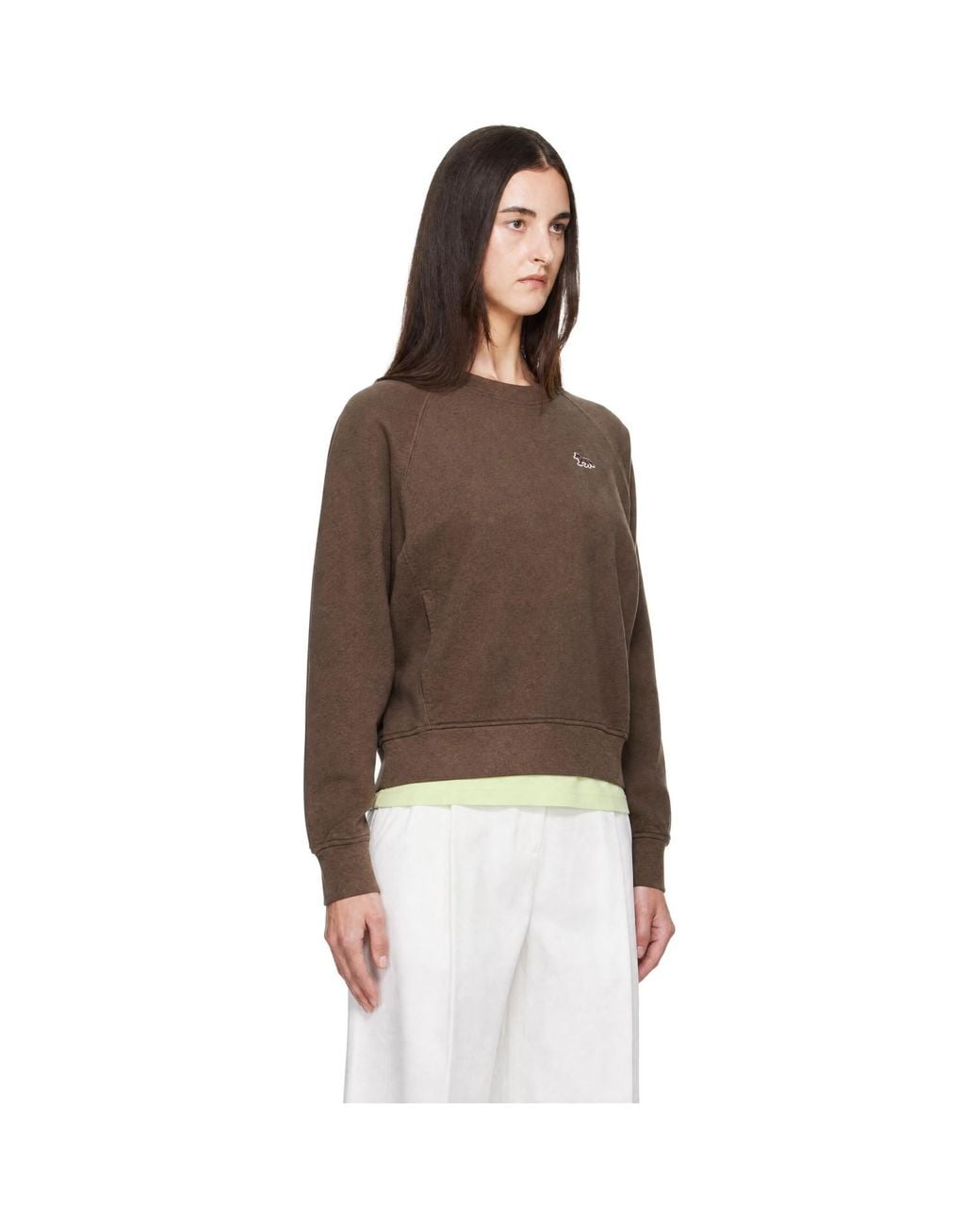 Maison Kitsuné Brown Baby Fox Open Pocket Sweatshirt