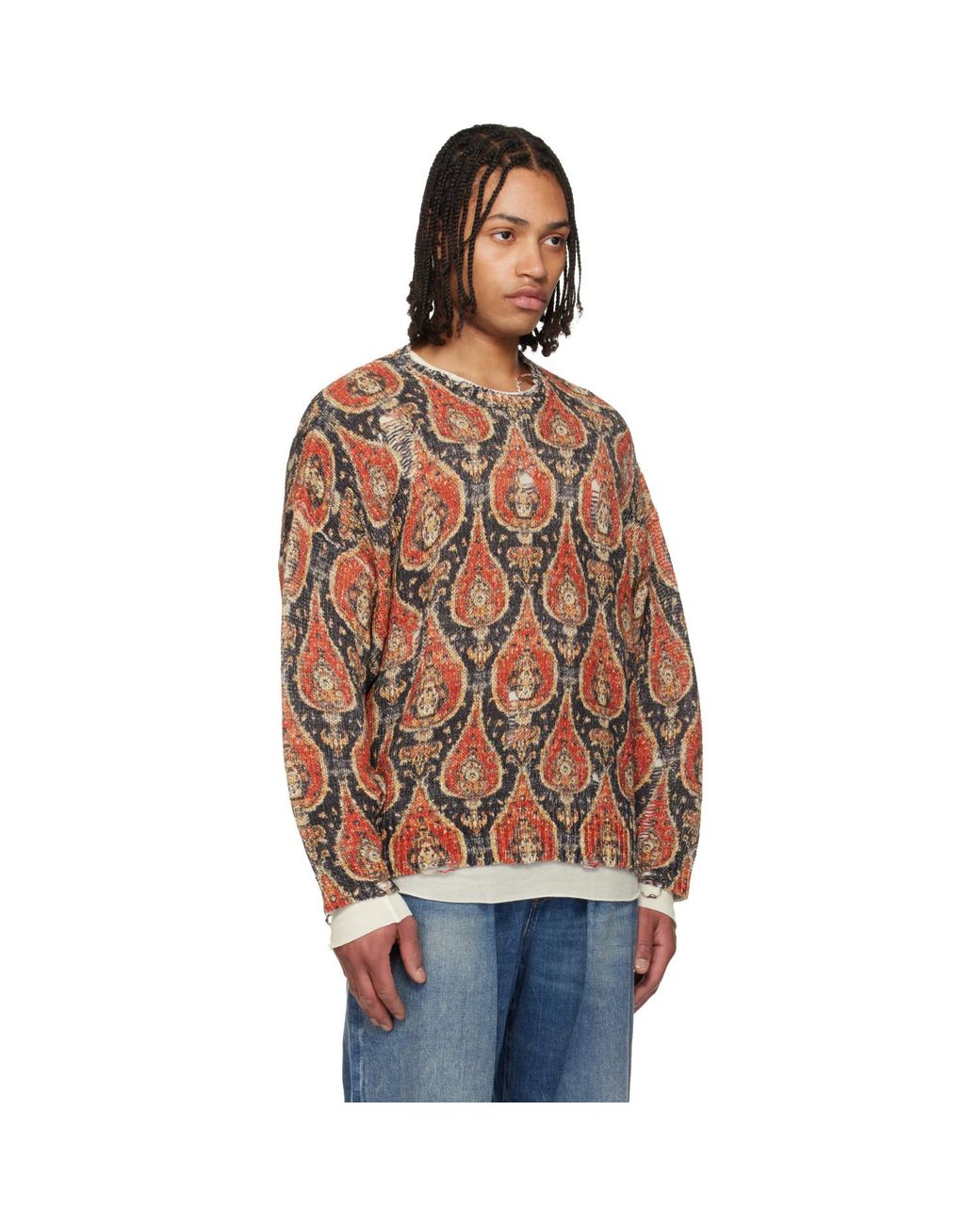 R13 Multicolor Printed Oversized Sweater for men