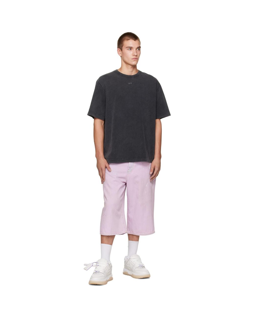 Off-White c/o Virgil Abloh Black Swimming Face Skate S/S T-Shirt for men