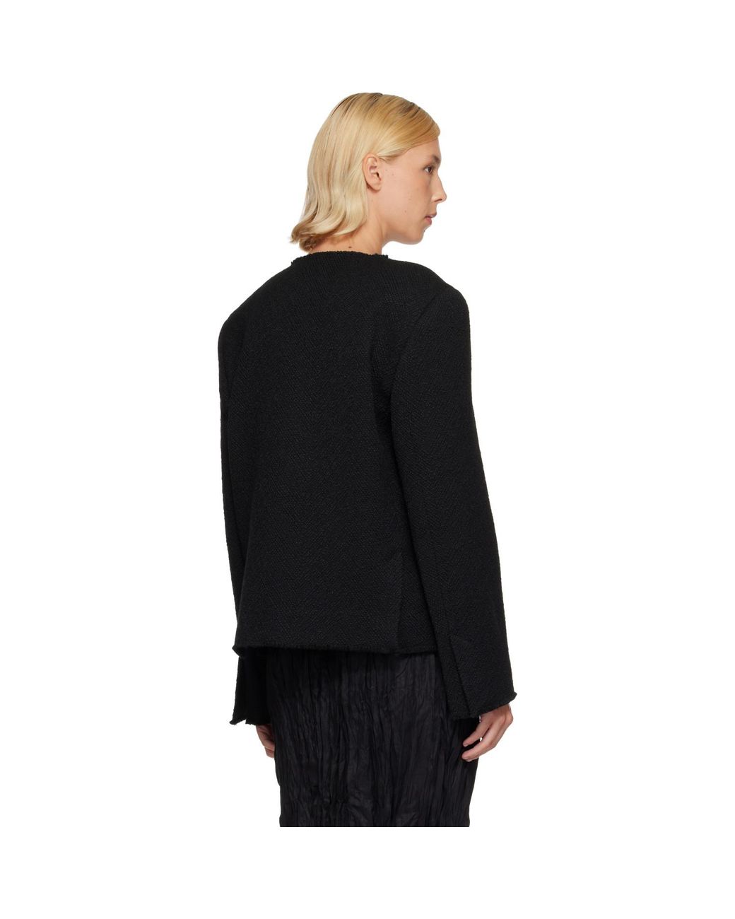 Totême Black Open-Front Bouclé Blazer