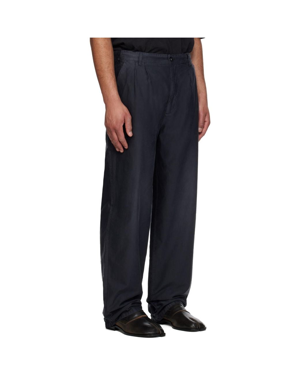 Maison Margiela Black Unbrushed Moleskin Trousers for men