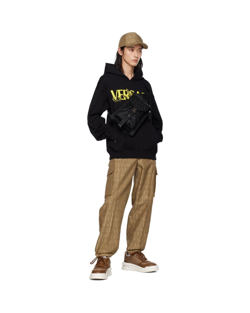 Versace Black Printed Hoodie for men