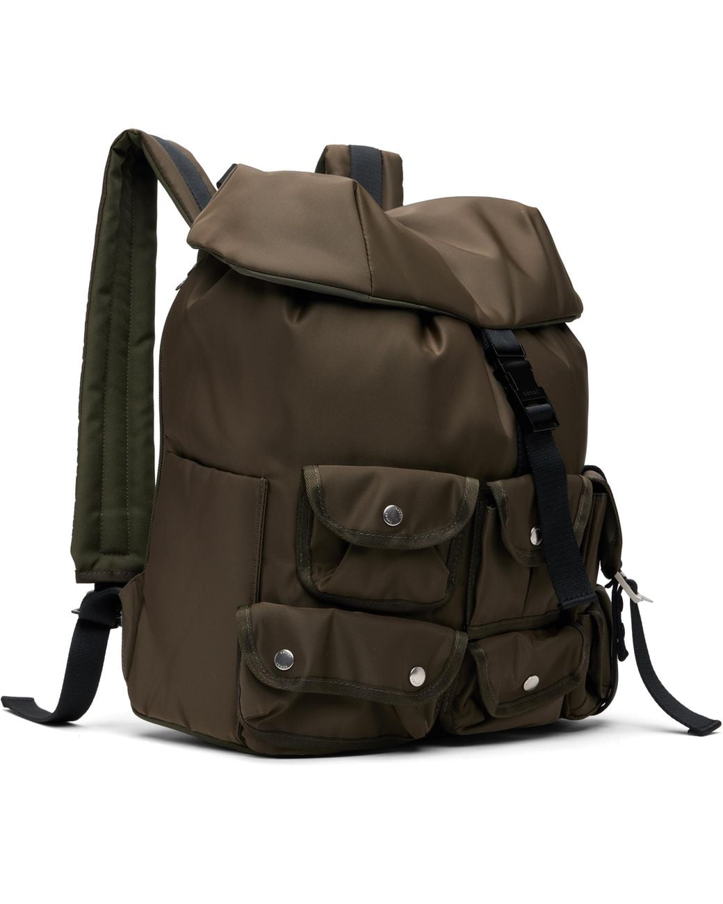 Sacai Black Khaki Nylon Backpack for men