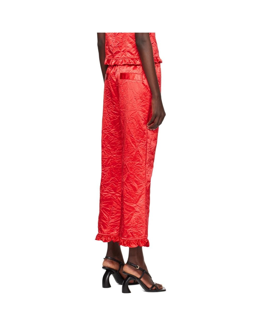 MERYLL ROGGE Red Creased Satin Trousers
