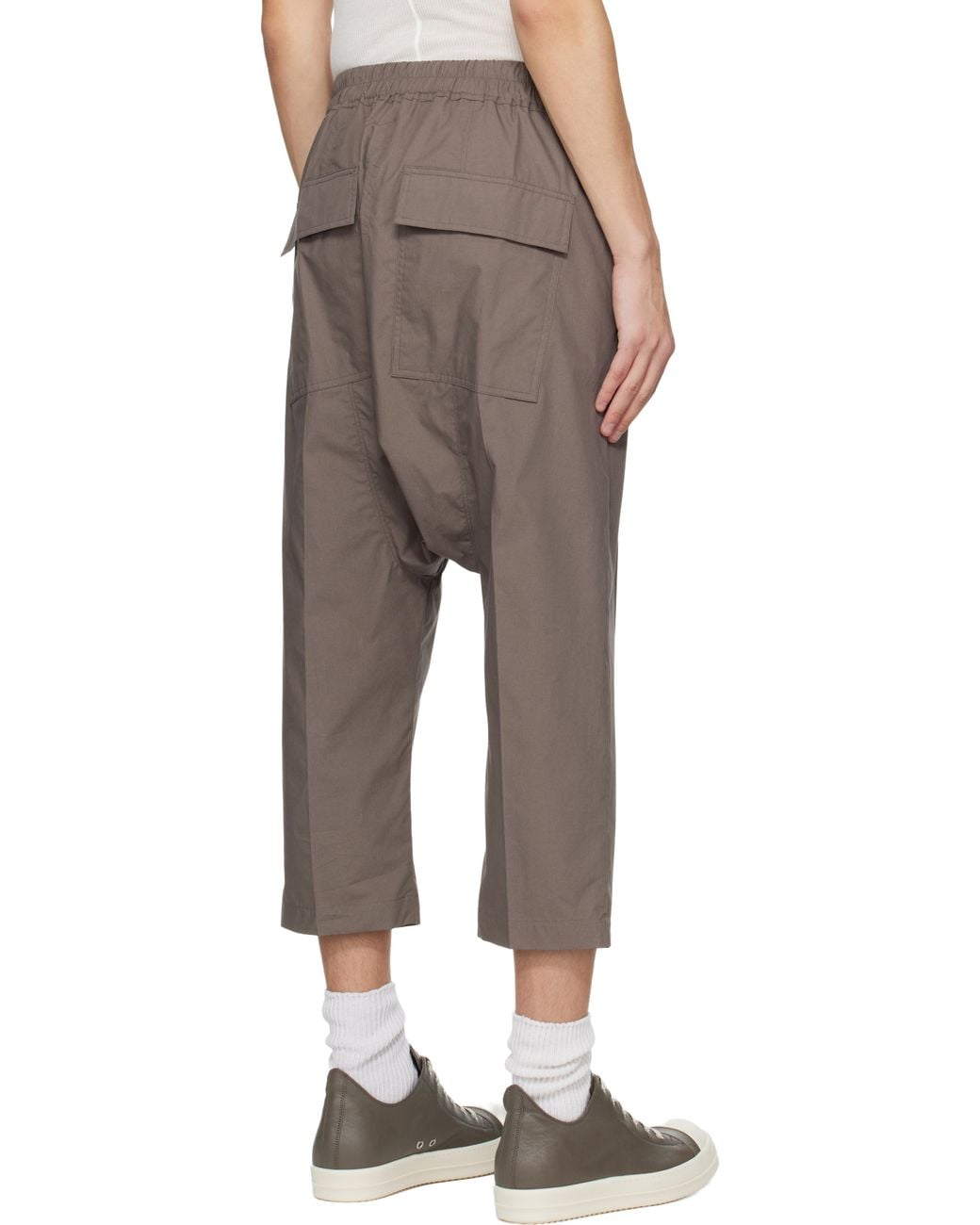 Rick Owens Black Temple Drawstring Cropped Trousers for men