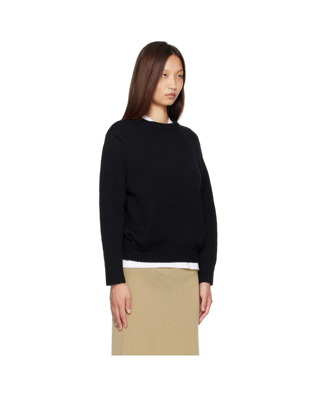Totême Black Oversized Crew Knit Sweater