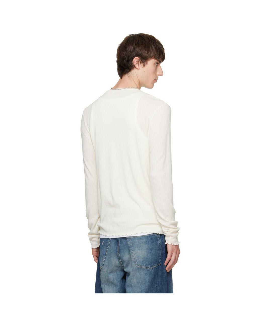 Our Legacy White Off- Elongated Longsleeve T-Shirt for men