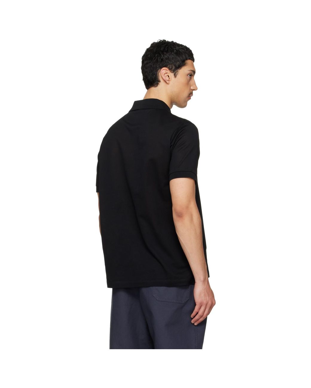 Paul Smith Black 'Signature Stripe' Trim Polo for men