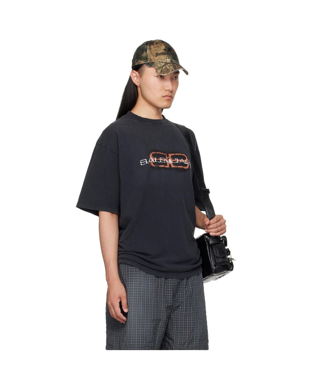 Balenciaga Black Bb Stencil T-shirt for men
