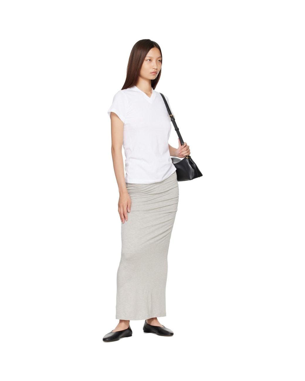 Totême Gray Draped Jersey Maxi Skirt