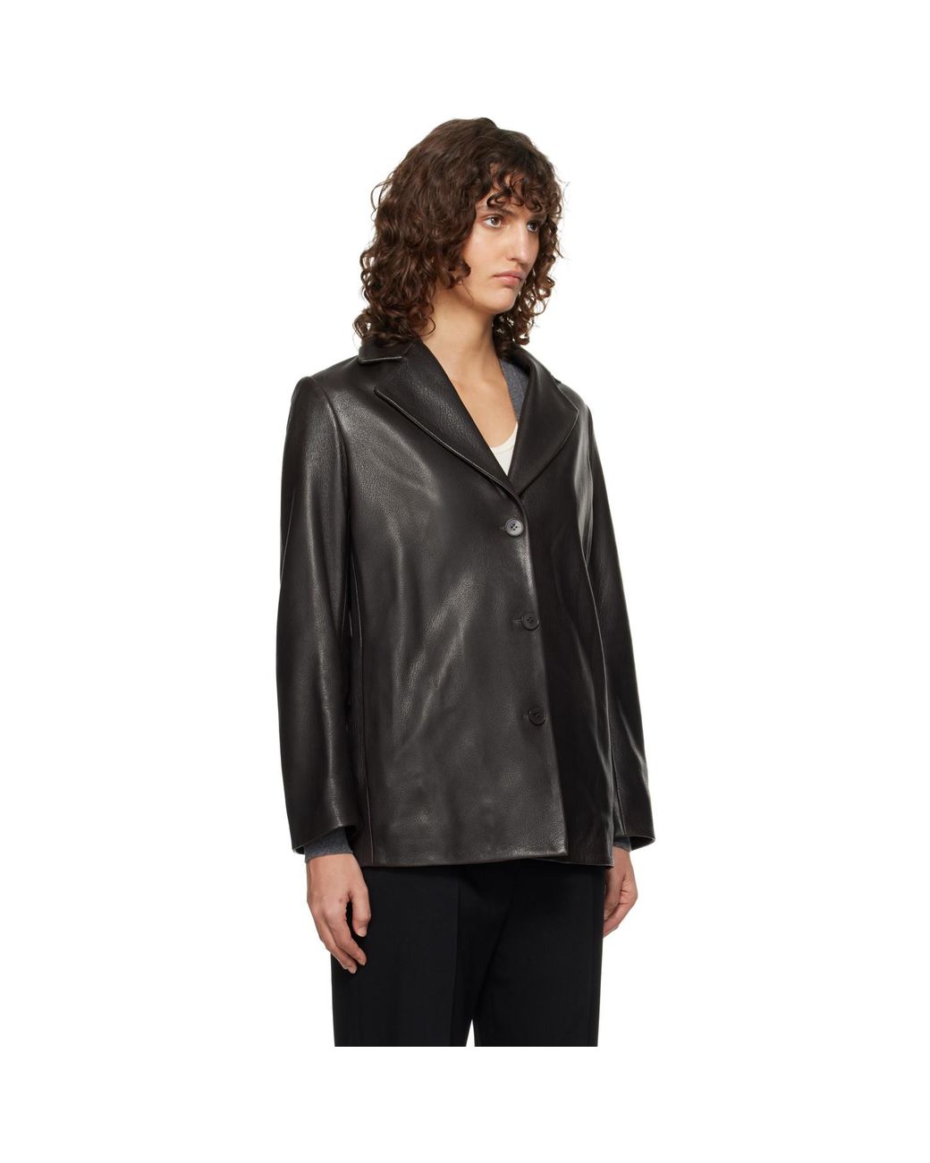 Nour Hammour Black Opus Relaxed Leather Blazer