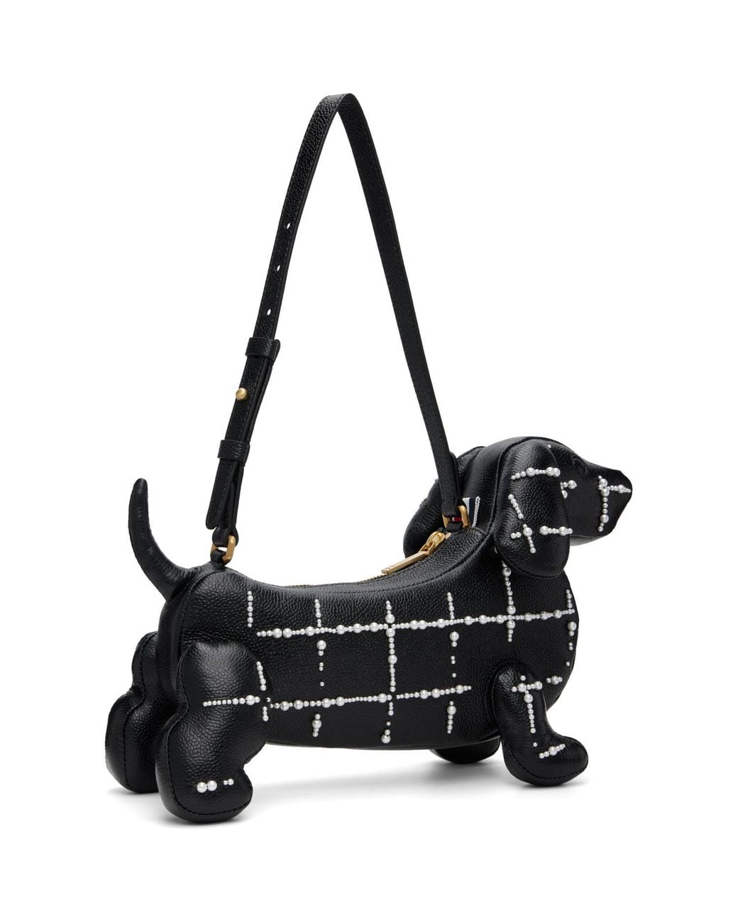Thom Browne Black Windowpane Pearl Baby Hector Bag