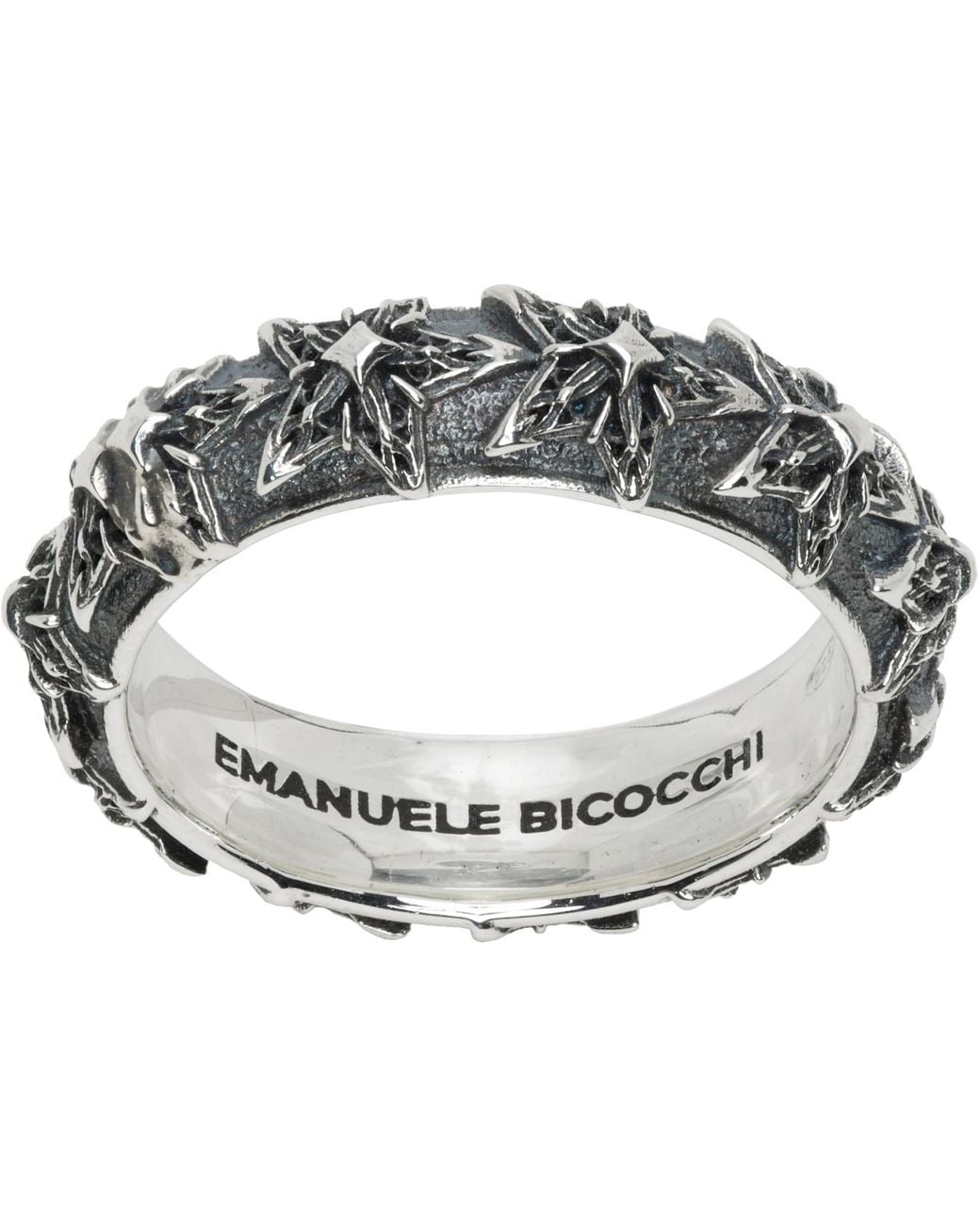Emanuele Bicocchi Metallic Stella Band Ring for men