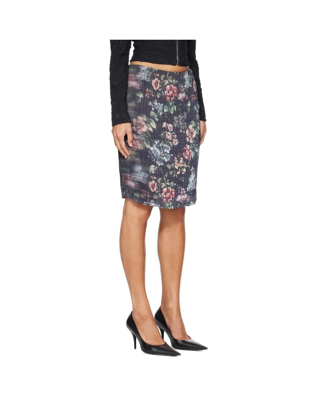 Petra Fargerstrom Black Ssense Exclusive Floral Pleated Midi Skirt