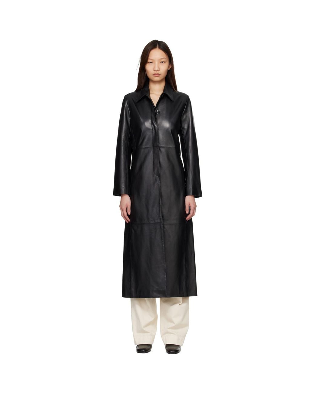 Nour Hammour Black Gotham Leather Coat