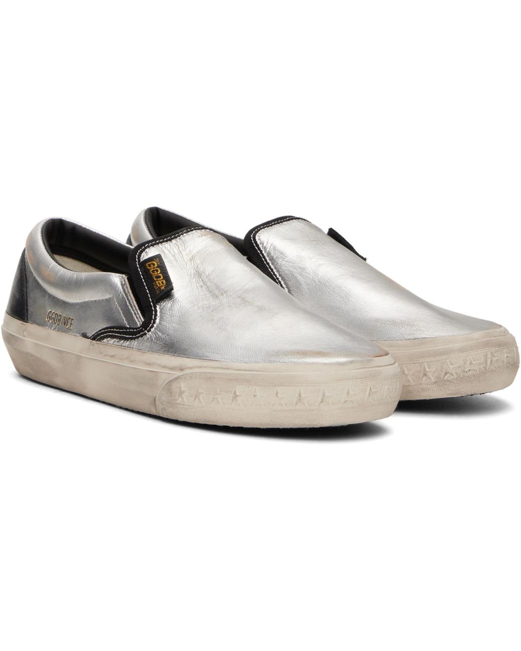【送料&関税込】Golden  Vce Penstar Sneaker - Unisex Men's VCE Penstar in metallic silver leather with black