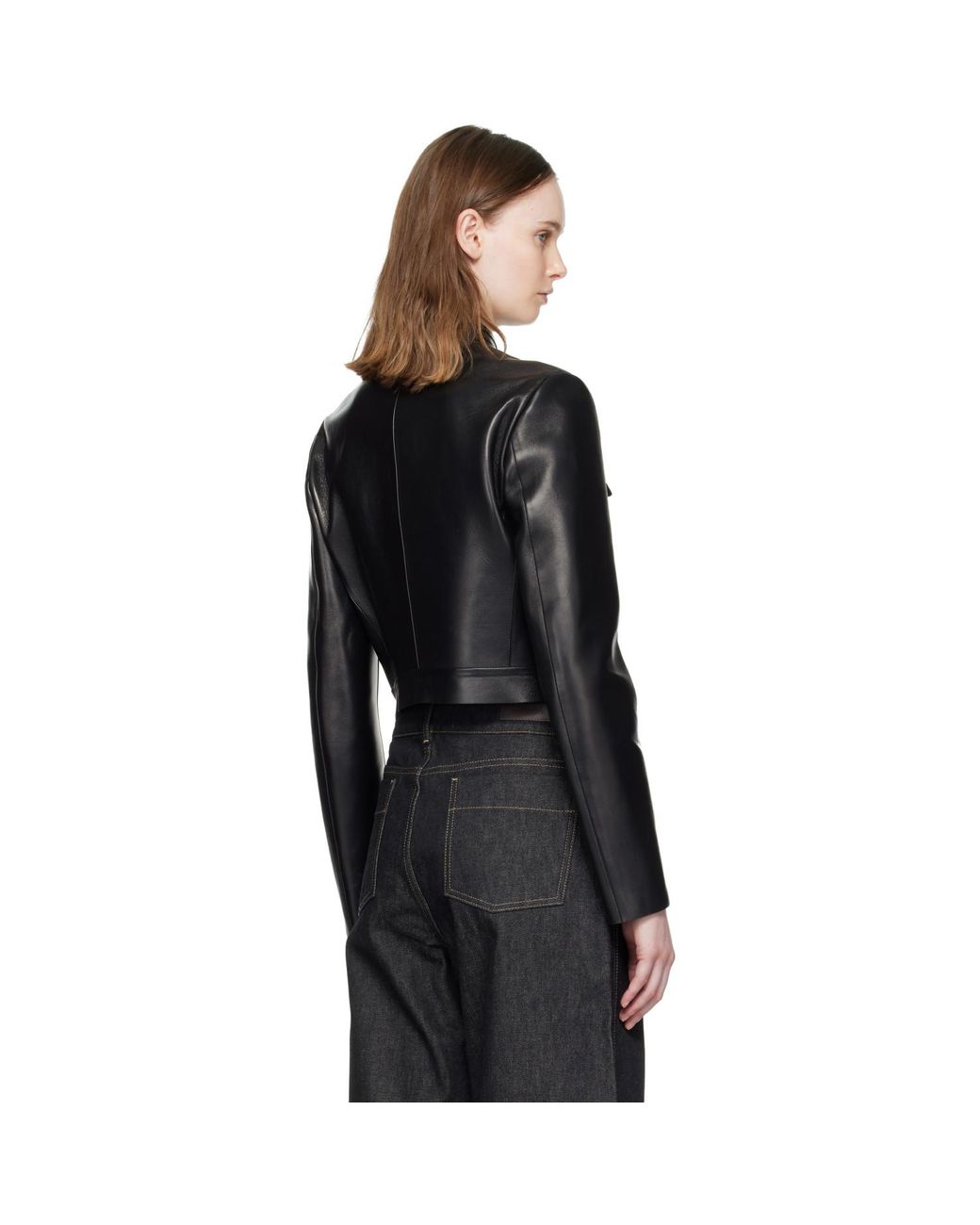 Tom Ford Black Bonded Nappa Leather Officer Jacket