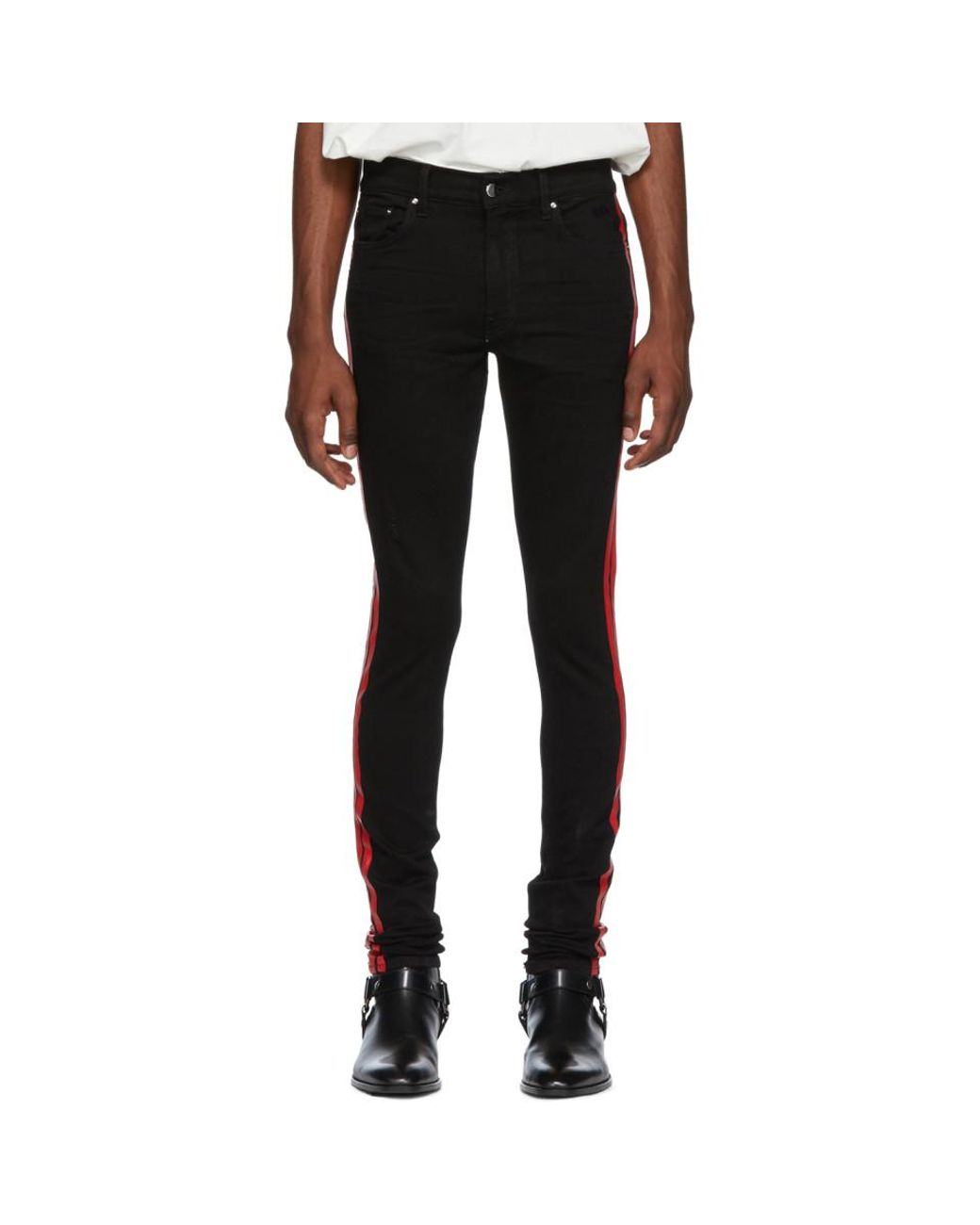 Amiri Denim Black And Red Stack Track 