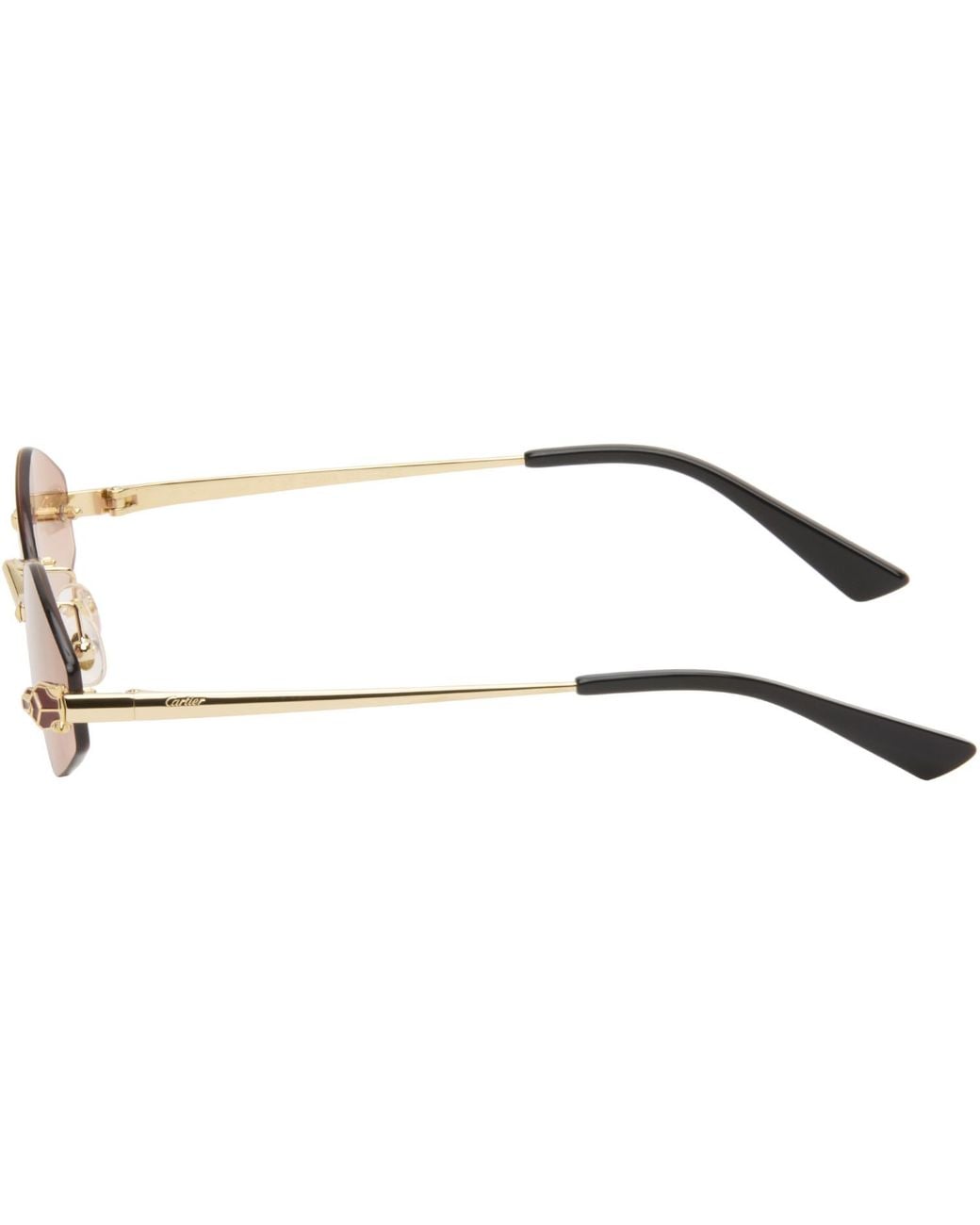 Cartier Black 'Panthère De Geometric Rimless Sunglasses