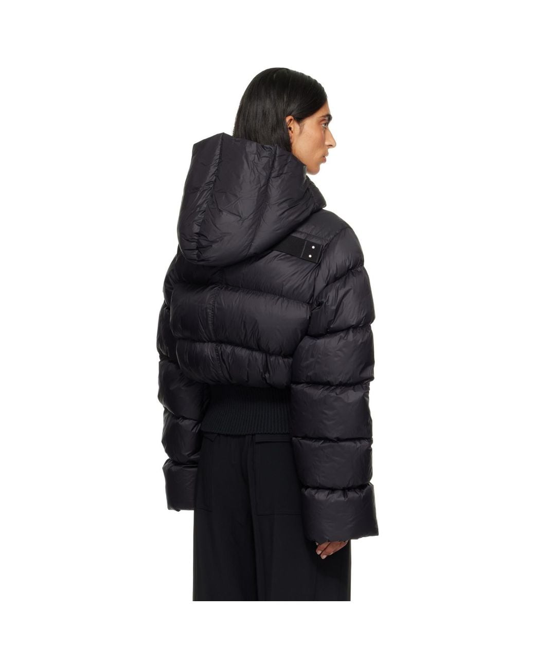 Rick Owens Black Tower Cinched Hooded Down Jacket
