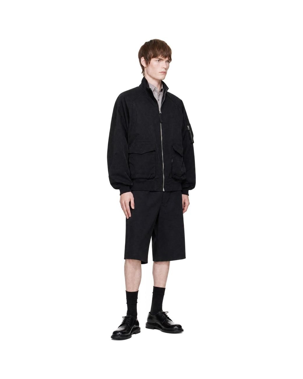 Comme des Garçons Black Wool Gabardine Shorts for men