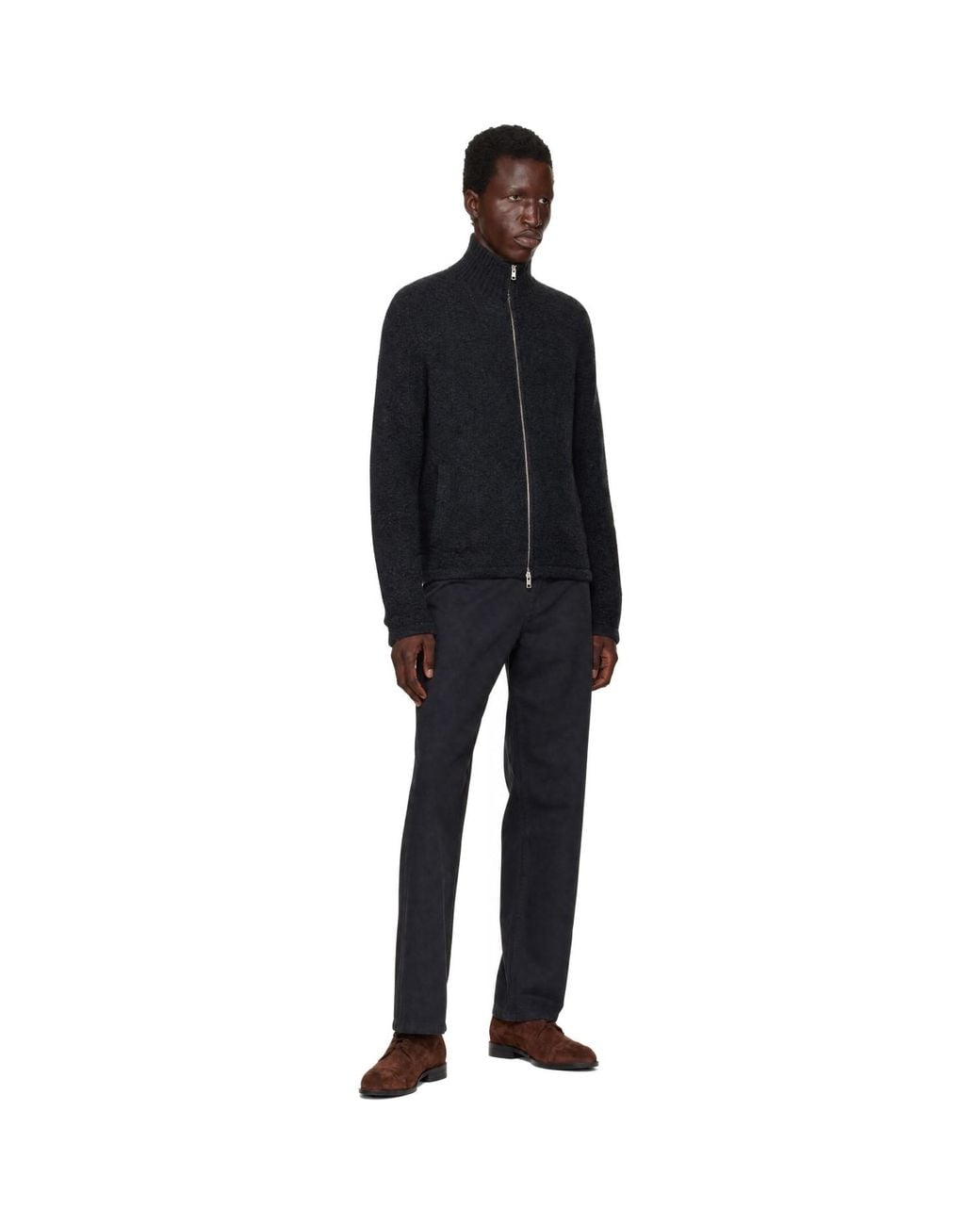 Palmes Black Knitted Zip Sweater for men