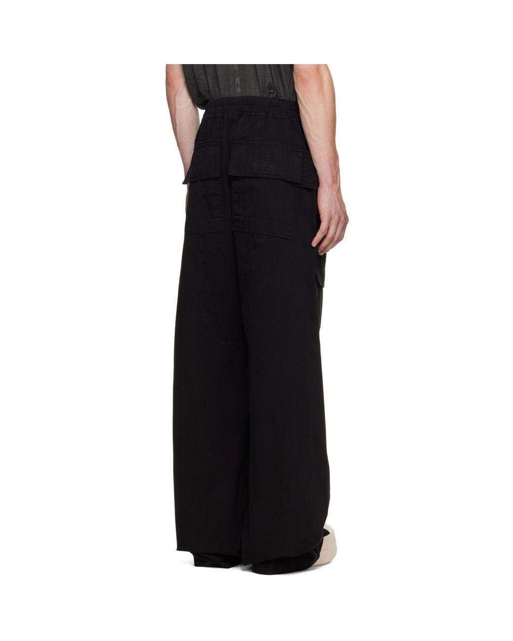 Rick Owens Black Tower Creatch Wide Cargo Drawstring Pants for men