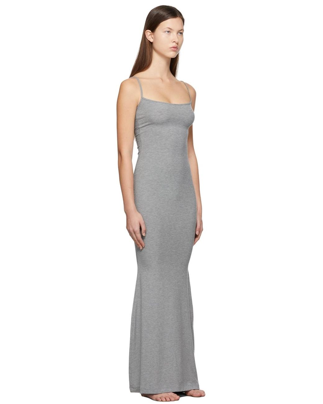Skims Grey Soft Lounge Slip Dress in Gray | Lyst