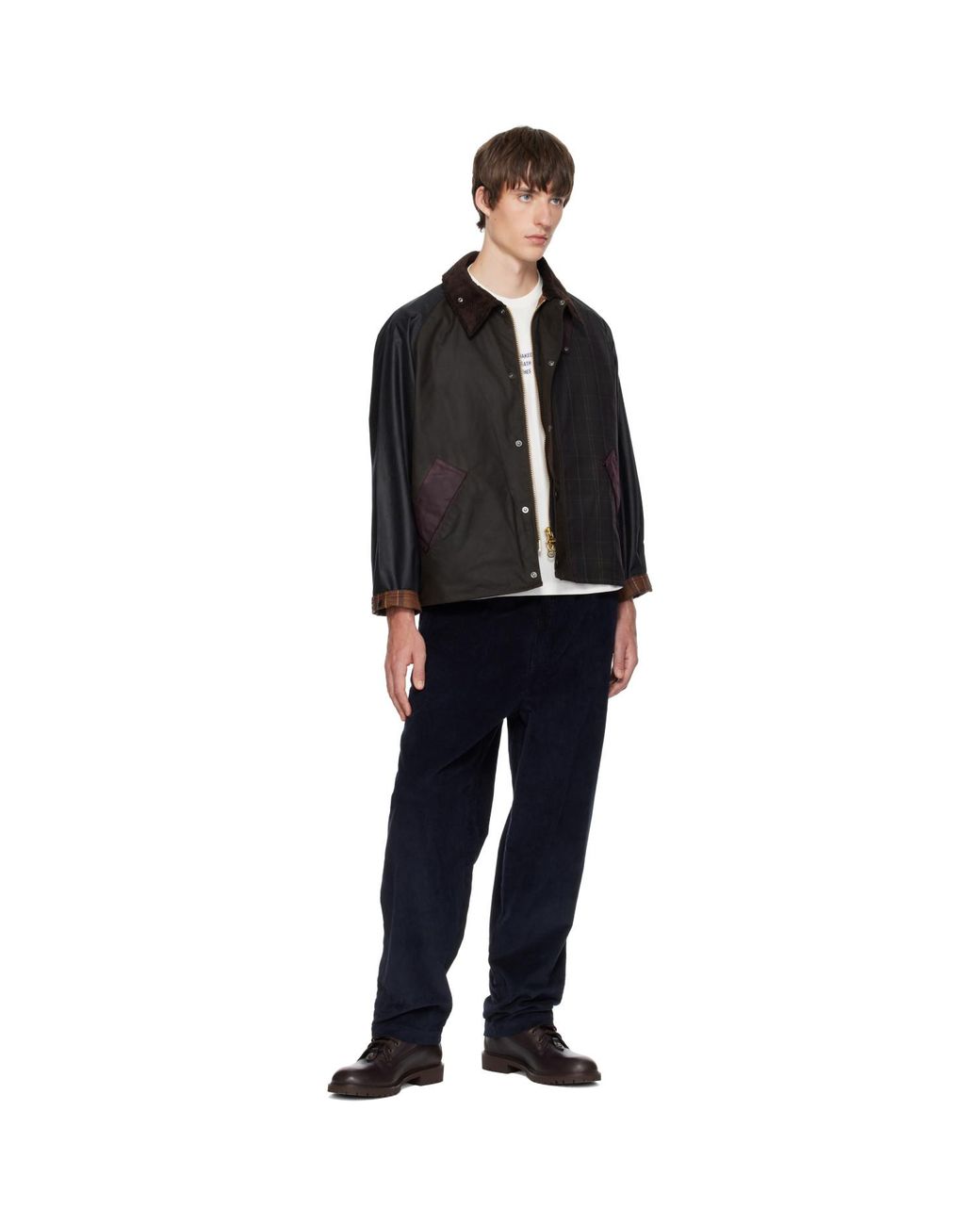 Barbour Black Patchwork Transport Wax Jacket for men