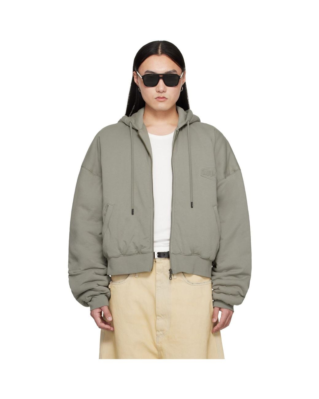 Lu'u Dan Gray Wadded Hoodie for men