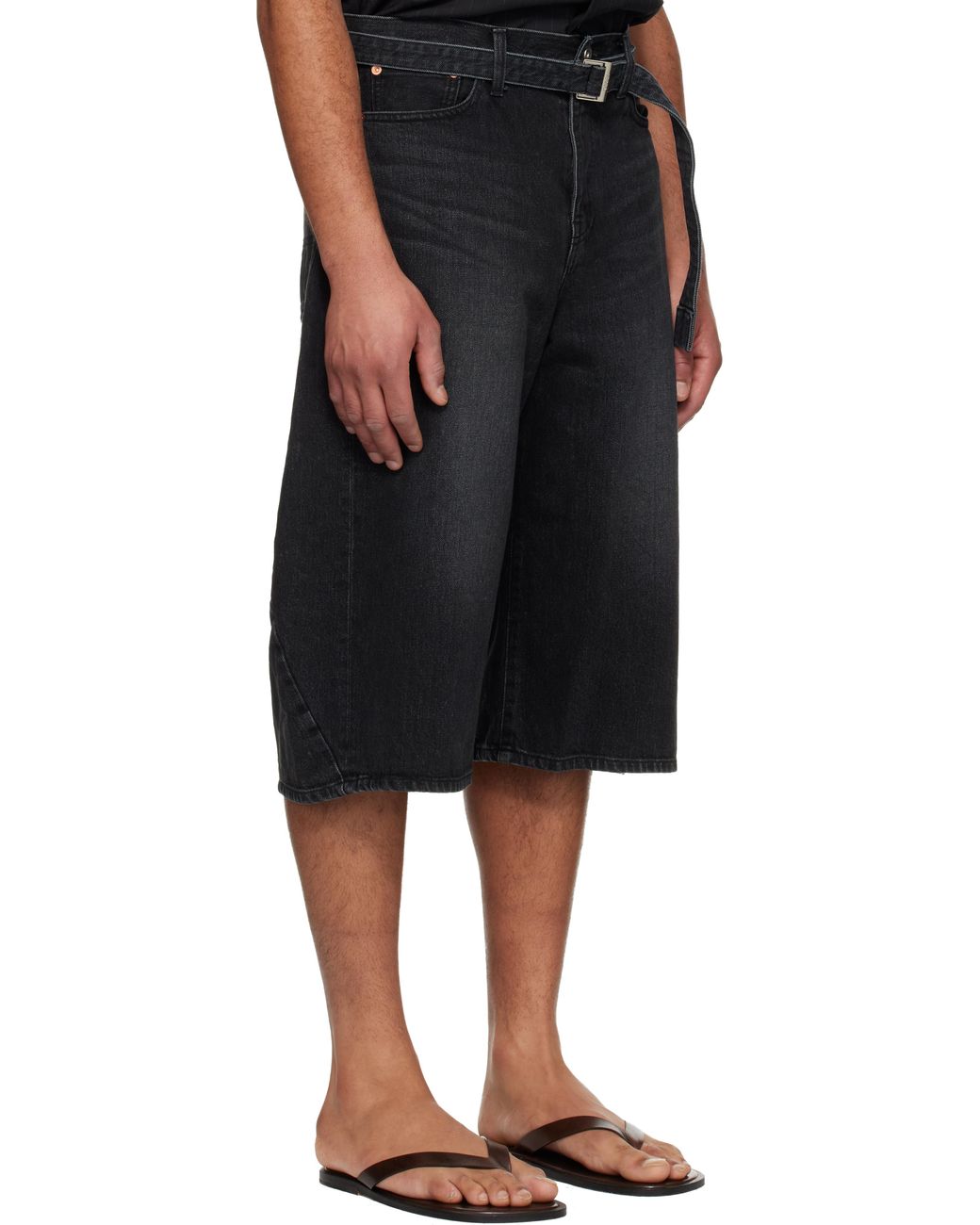 Sacai Black Faded Denim Shorts for men