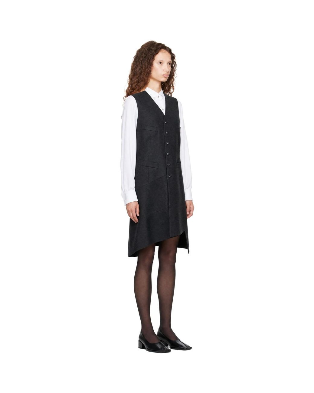 Comme des Garçons Black Paneled Wool Midi Dress