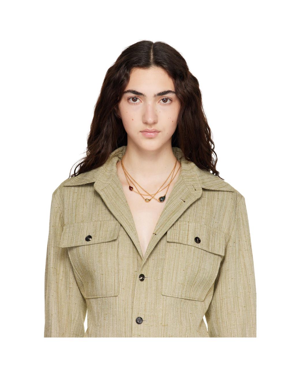 Bottega Veneta Metallic Drop Marble Necklace
