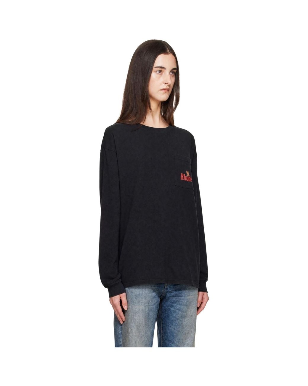 Rhude Black American Spirit' Pocket Long Sleeve T-Shirt
