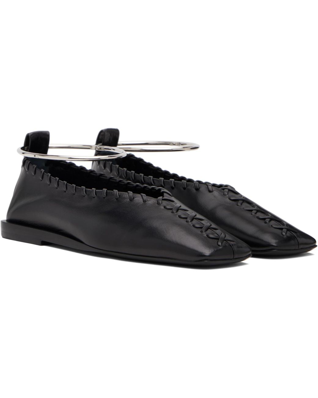 Jil Sander Black Ring Ballerina Flats