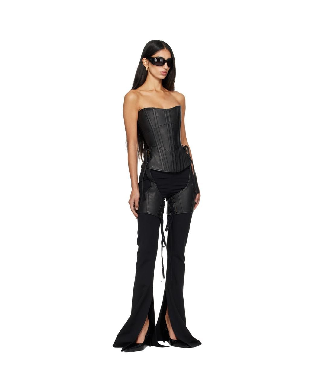 KNWLS Black Veil Leather Chaps & Corset