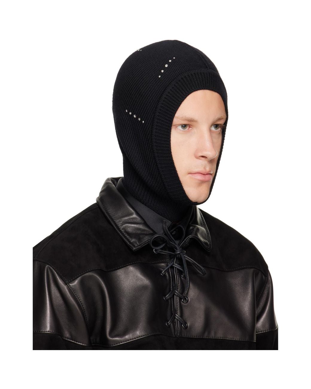 Ernest W. Baker Black Crystal Embellished Balaclava for men