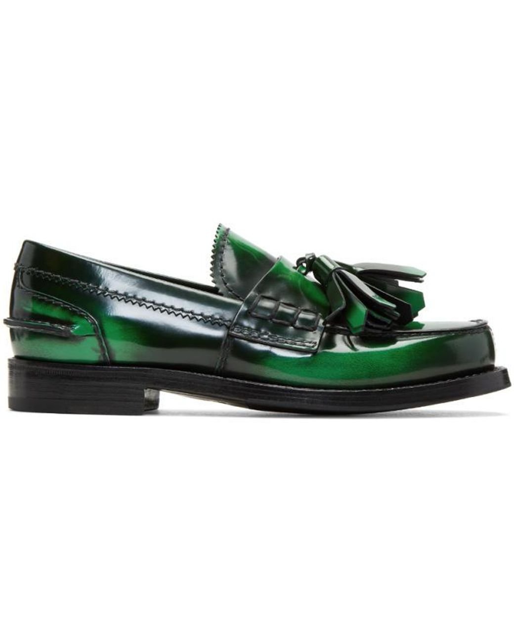 Prada Green Tassel Loafers | Lyst