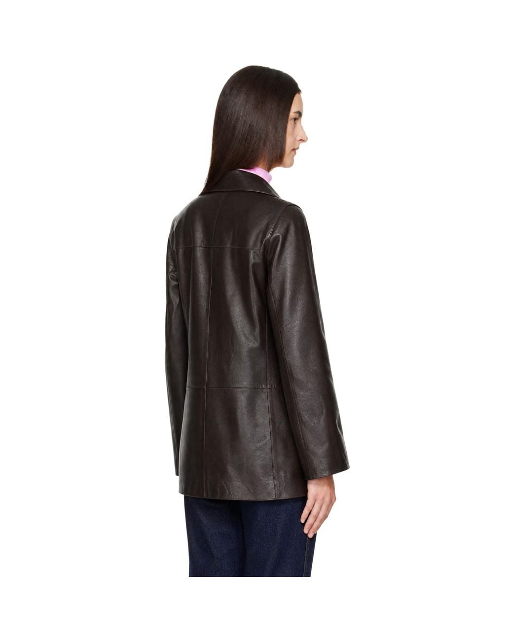 Loulou de Saison Black Nari Straight Leather Jacket