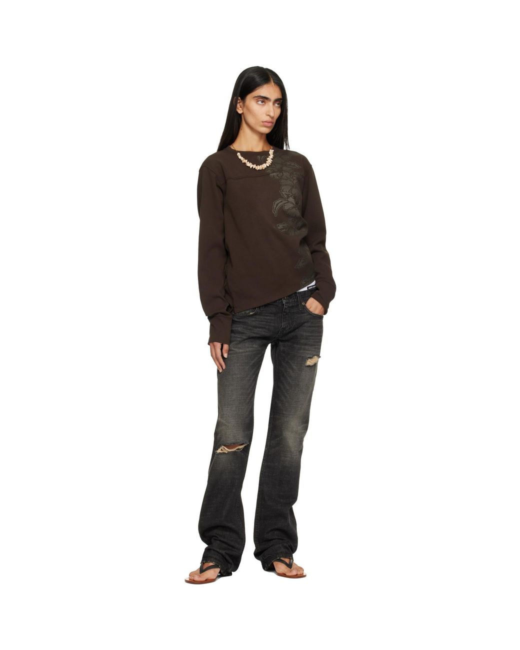 Raimundo Langlois Brown Ssense Exclusive Long Sleeve Football T-Shirt