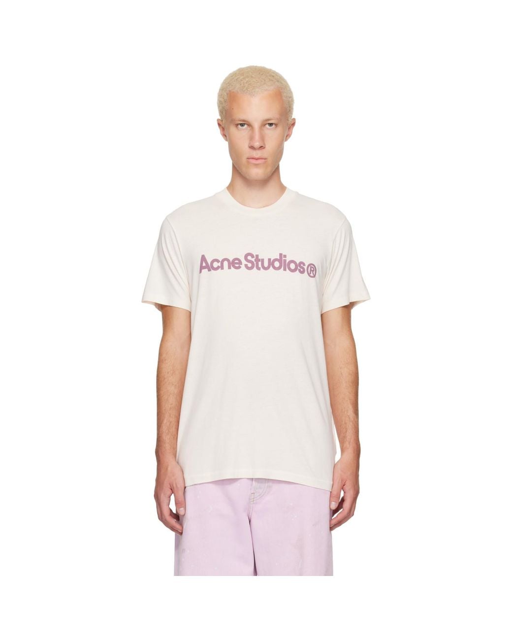 Acne White Off- Graphic T-Shirt for men