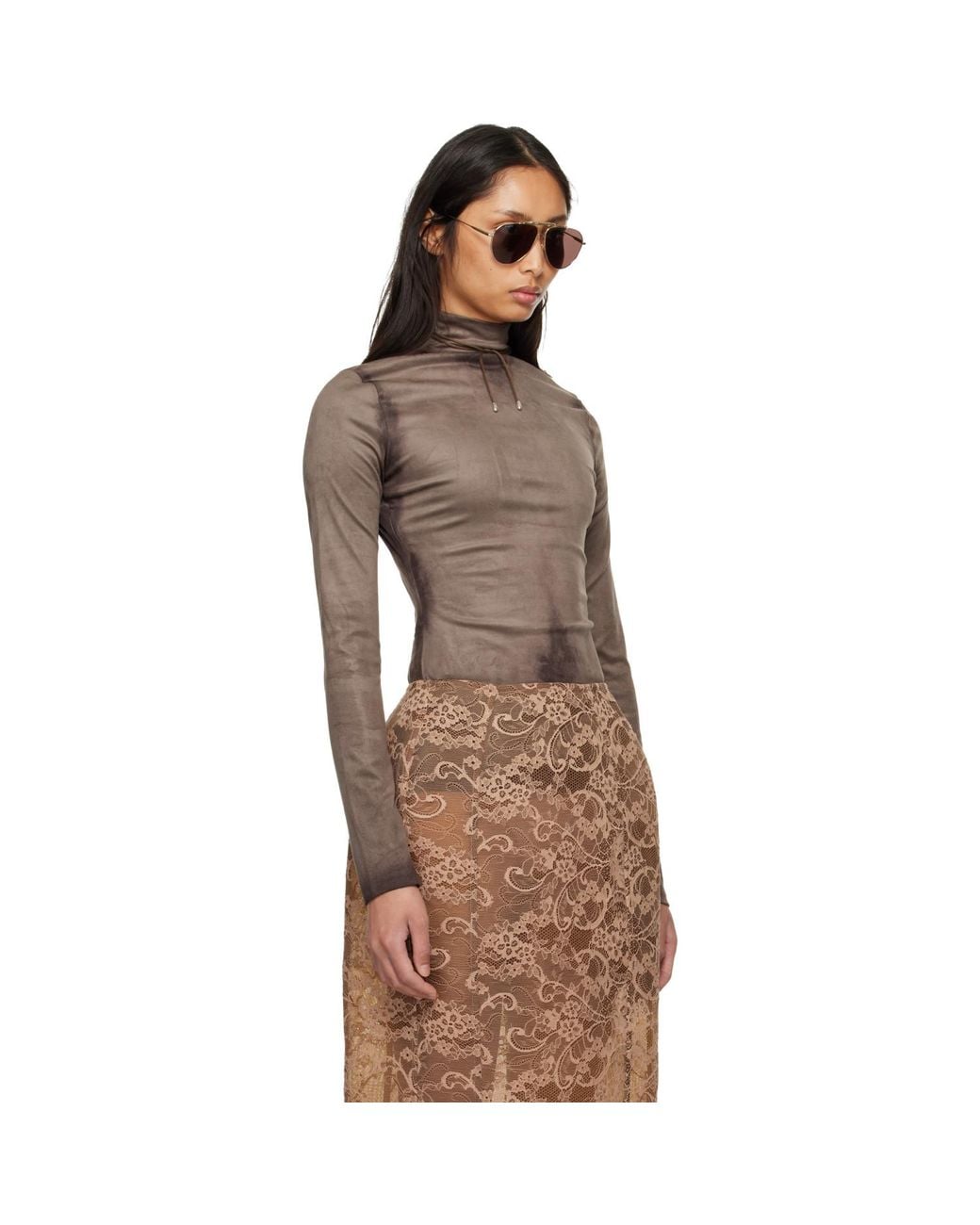 Acne Brown Printed Faux-Suede Top