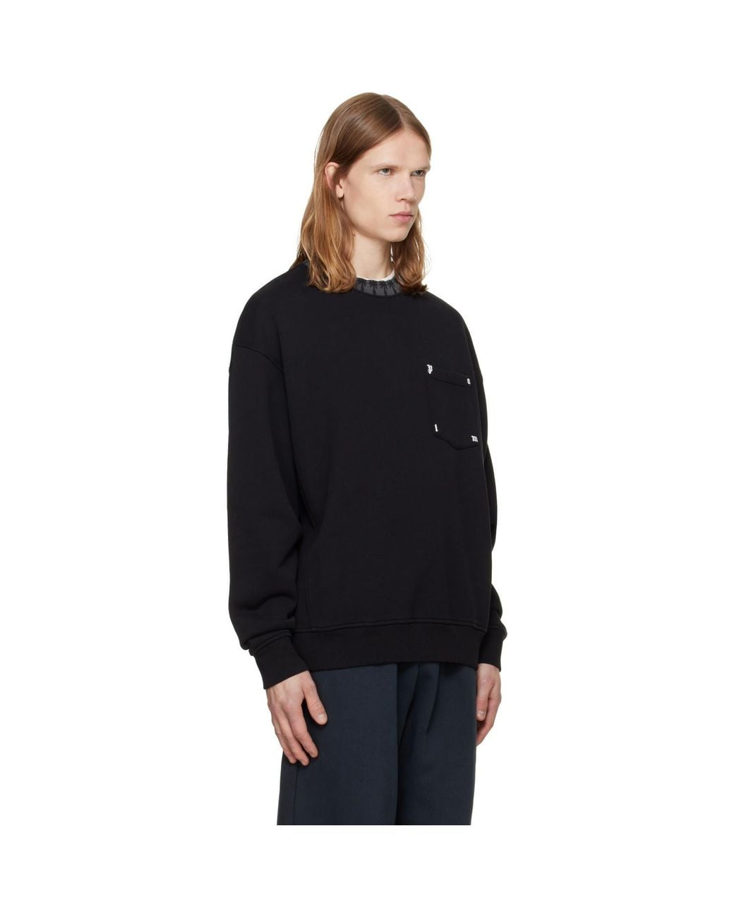 Palm Angels Black Palm Rib Regular Crewneck Sweatshirt for men