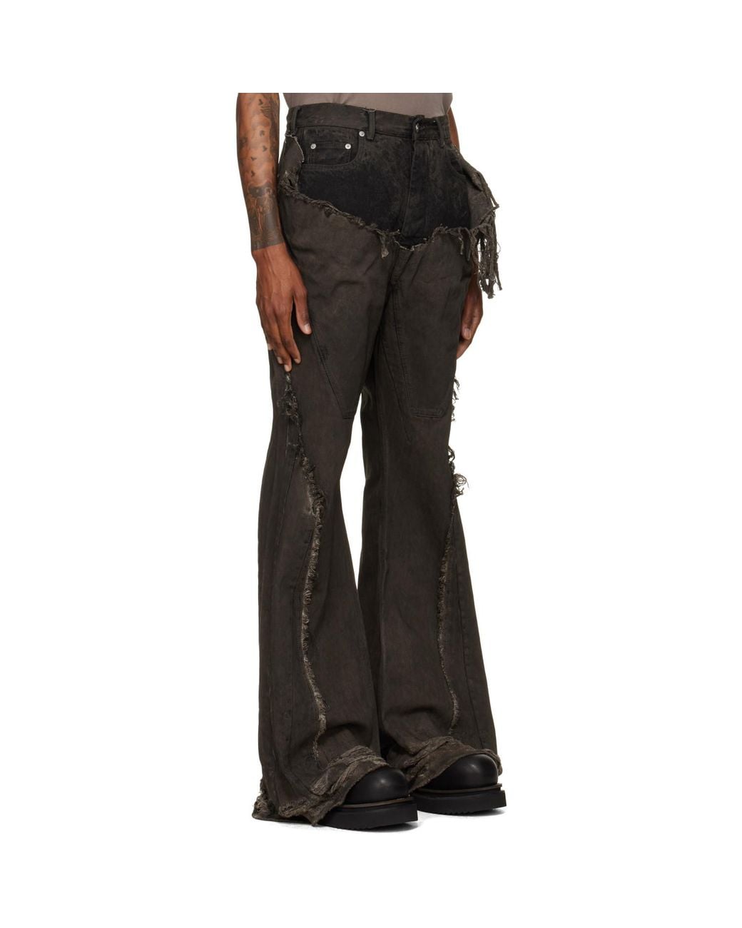 Rick Owens Black Tower Slivered Bootcut Jeans for men