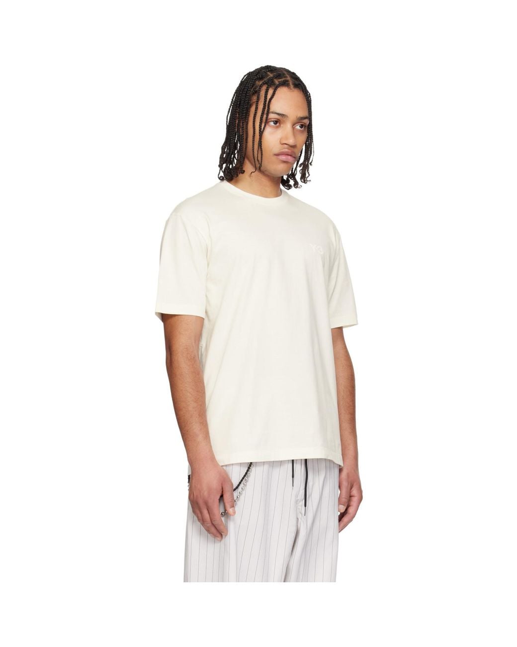 Y-3 White Off- Regular Short Sleeve T-Shirt for men